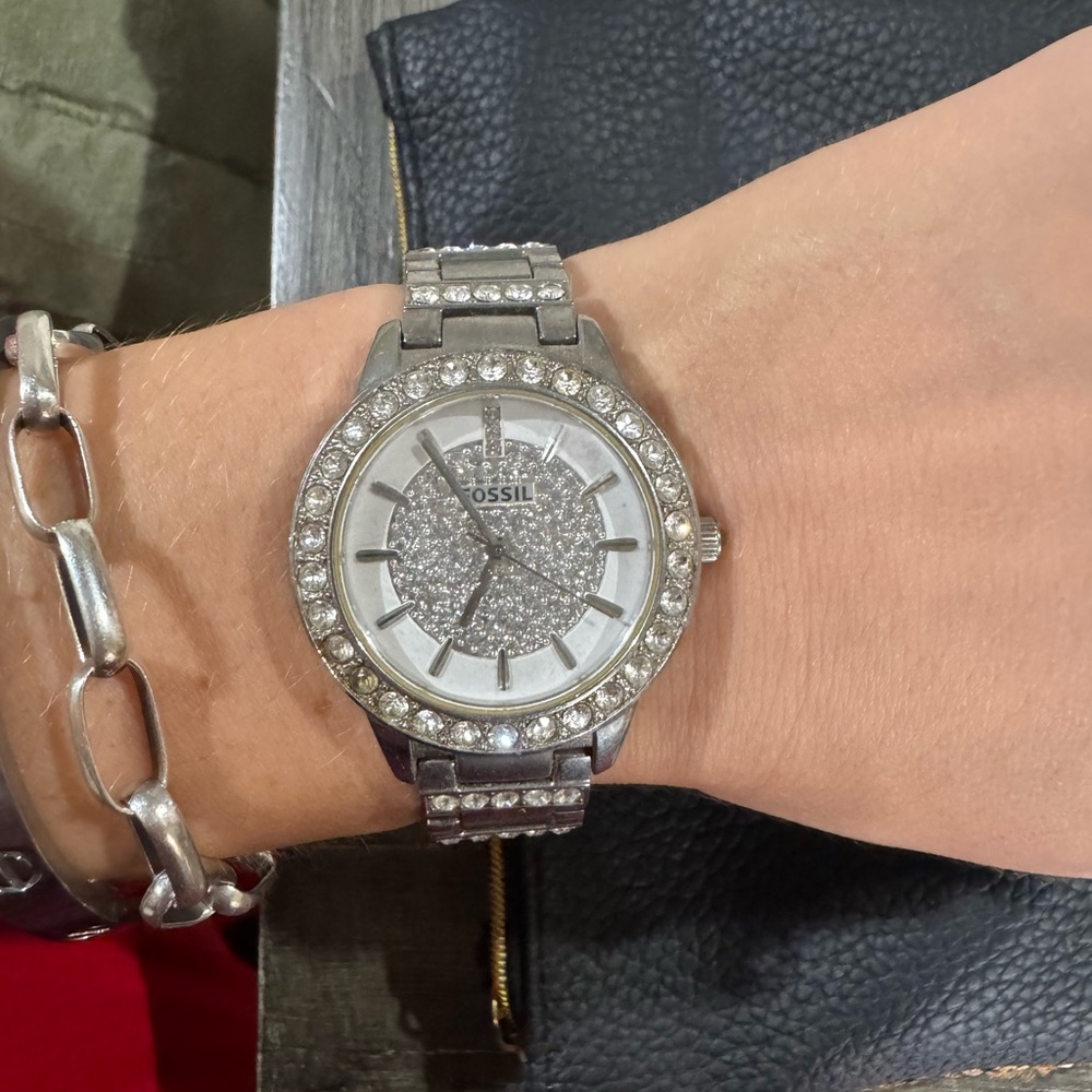 Fossil Women's Silver Watch with Sparkling Accents